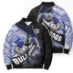 Bulldogs Rugby Bomber Puffer Jacket Tribal Polynesian Power Art - Lightning Mascot