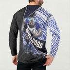 Bulldogs Rugby Button Sweatshirt Tribal Polynesian Power Art - Lightning Mascot