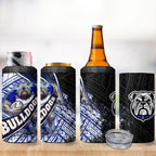 Bulldogs Rugby 4 in 1 Can Cooler Tumbler Tribal Polynesian Power Art - Lightning Mascot