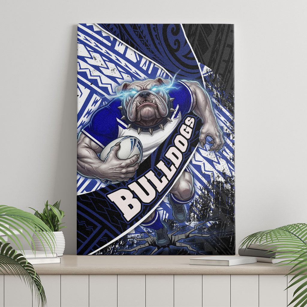 Bulldogs Rugby Canvas Wall Art Tribal Polynesian Power Art - Lightning Mascot