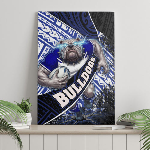 Bulldogs Rugby Canvas Wall Art Tribal Polynesian Power Art - Lightning Mascot