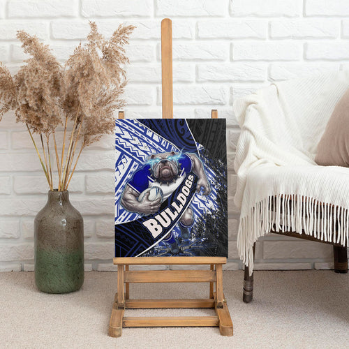Bulldogs Rugby Canvas Wall Art Tribal Polynesian Power Art - Lightning Mascot