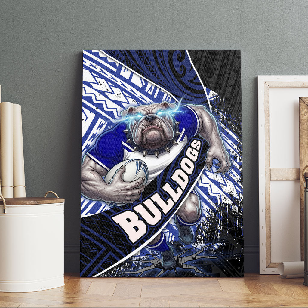 Bulldogs Rugby Canvas Wall Art Tribal Polynesian Power Art - Lightning Mascot