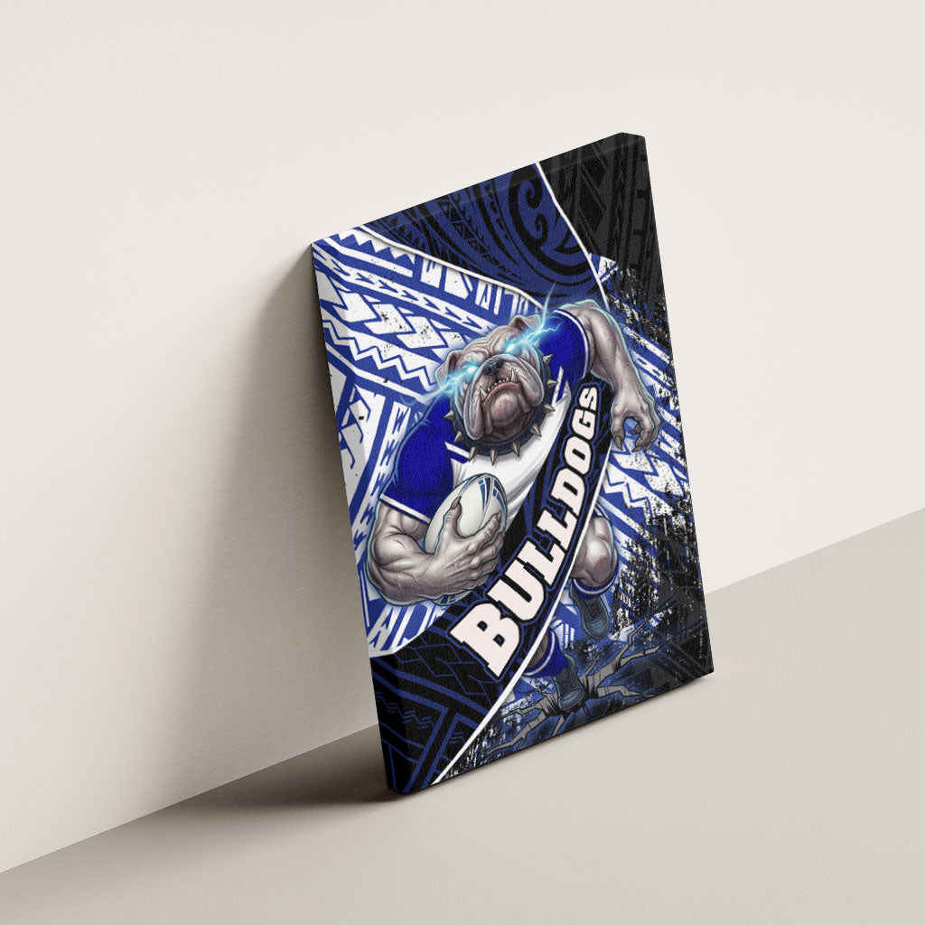 Bulldogs Rugby Canvas Wall Art Tribal Polynesian Power Art - Lightning Mascot