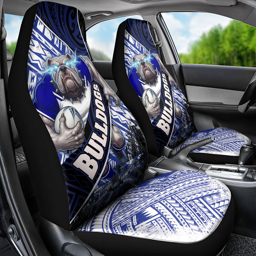 Bulldogs Rugby Car Seat Cover Tribal Polynesian Power Art - Lightning Mascot