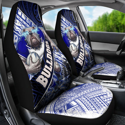 Bulldogs Rugby Car Seat Cover Tribal Polynesian Power Art - Lightning Mascot