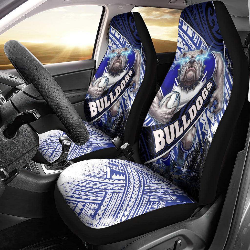 Bulldogs Rugby Car Seat Cover Tribal Polynesian Power Art - Lightning Mascot