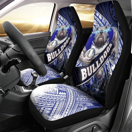 Bulldogs Rugby Car Seat Cover Tribal Polynesian Power Art - Lightning Mascot