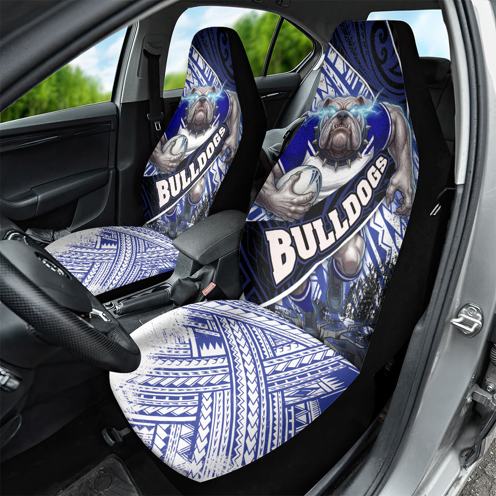 Bulldogs Rugby Car Seat Cover Tribal Polynesian Power Art - Lightning Mascot