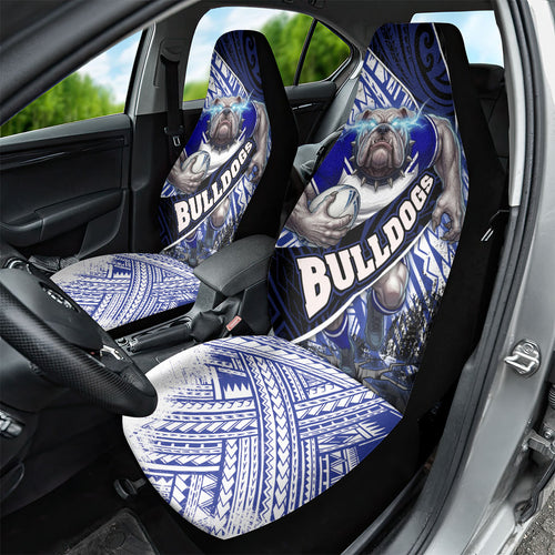 Bulldogs Rugby Car Seat Cover Tribal Polynesian Power Art - Lightning Mascot