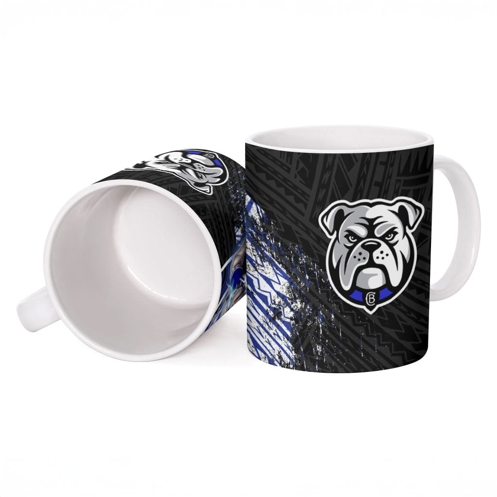 Bulldogs Rugby Ceramic Mug Tribal Polynesian Power Art - Lightning Mascot