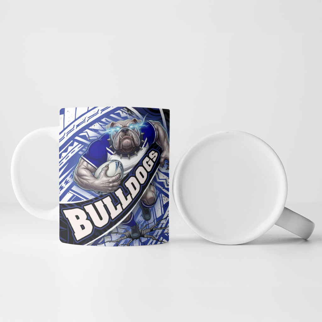 Bulldogs Rugby Ceramic Mug Tribal Polynesian Power Art - Lightning Mascot