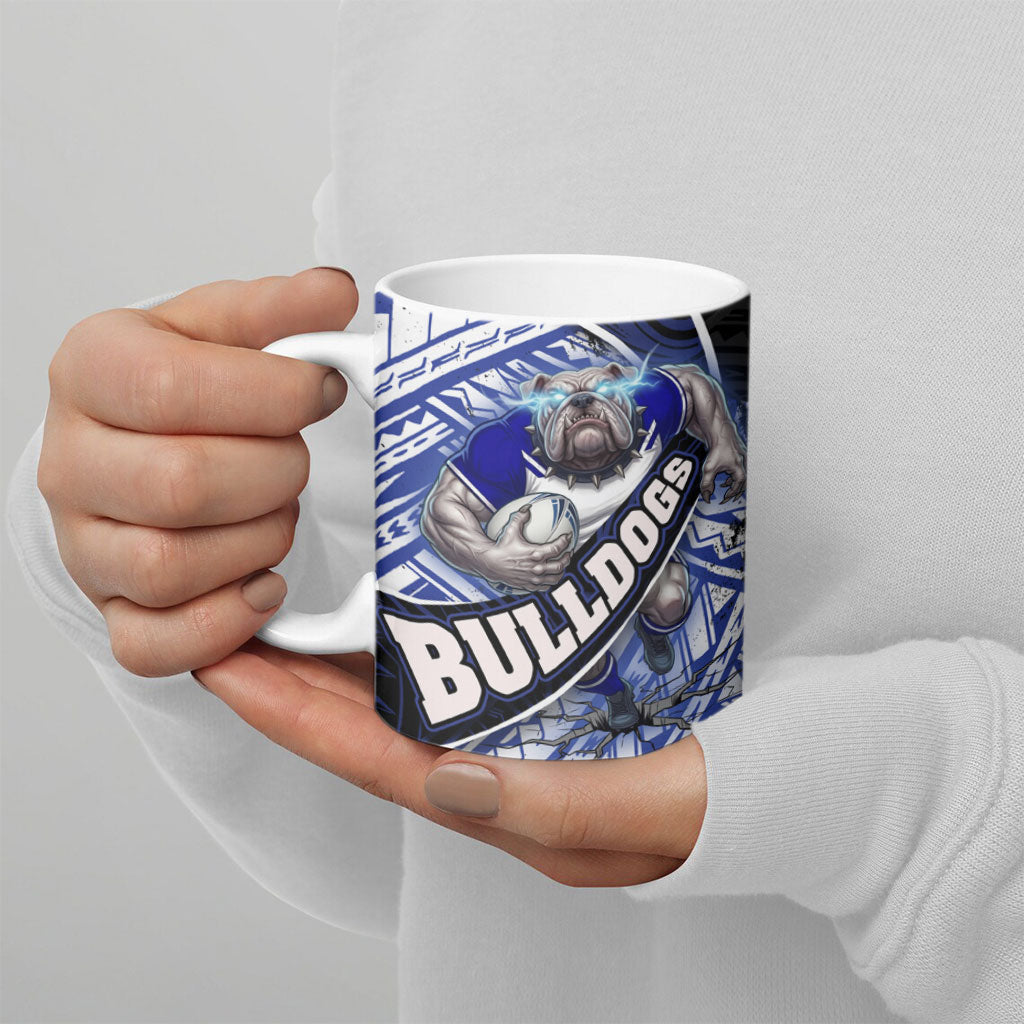 Bulldogs Rugby Ceramic Mug Tribal Polynesian Power Art - Lightning Mascot