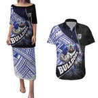 Bulldogs Rugby Couples Matching Puletasi and Hawaiian Shirt Tribal Polynesian Power Art - Lightning Mascot