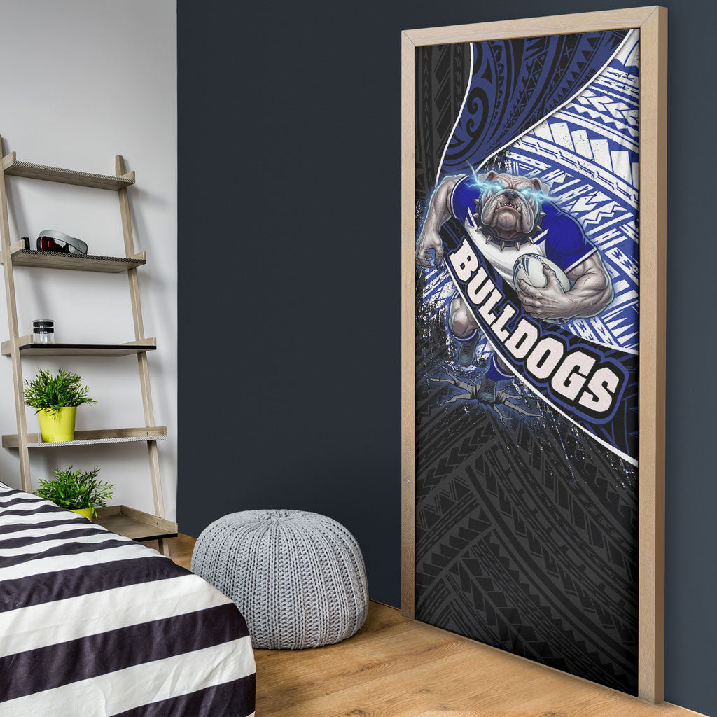 Bulldogs Rugby Door Cover Tribal Polynesian Power Art - Lightning Mascot