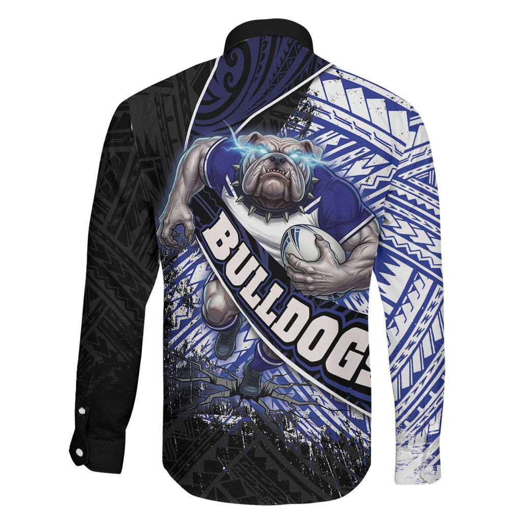 Bulldogs Rugby Family Matching Mermaid Dress and Hawaiian Shirt Tribal Polynesian Power Art - Lightning Mascot