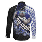 Bulldogs Rugby Family Matching Mermaid Dress and Hawaiian Shirt Tribal Polynesian Power Art - Lightning Mascot