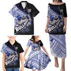 Bulldogs Rugby Family Matching Puletasi and Hawaiian Shirt Tribal Polynesian Power Art - Lightning Mascot