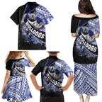 Bulldogs Rugby Family Matching Puletasi and Hawaiian Shirt Tribal Polynesian Power Art - Lightning Mascot