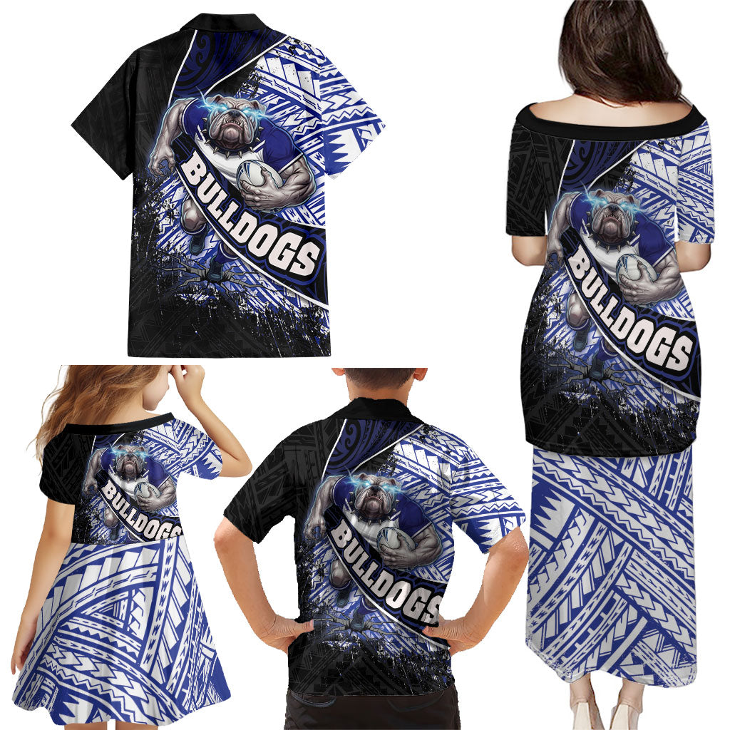Bulldogs Rugby Family Matching Puletasi and Hawaiian Shirt Tribal Polynesian Power Art - Lightning Mascot