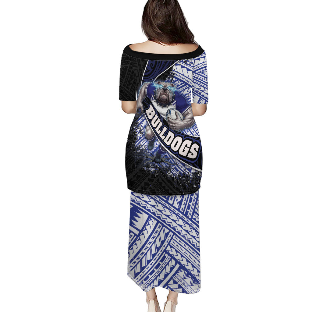 Bulldogs Rugby Family Matching Puletasi and Hawaiian Shirt Tribal Polynesian Power Art - Lightning Mascot