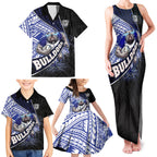 Bulldogs Rugby Family Matching Tank Maxi Dress and Hawaiian Shirt Tribal Polynesian Power Art - Lightning Mascot