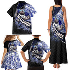 Bulldogs Rugby Family Matching Tank Maxi Dress and Hawaiian Shirt Tribal Polynesian Power Art - Lightning Mascot