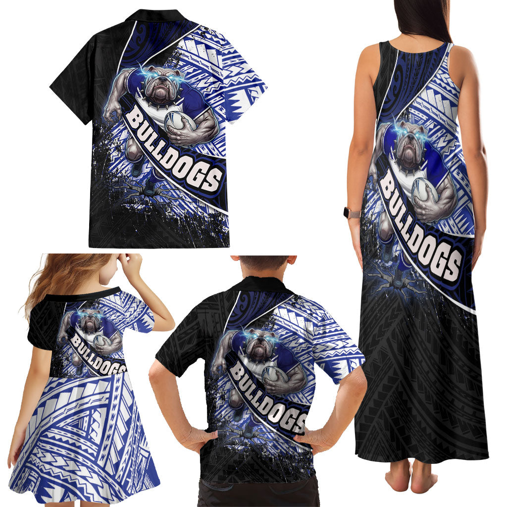 Bulldogs Rugby Family Matching Tank Maxi Dress and Hawaiian Shirt Tribal Polynesian Power Art - Lightning Mascot