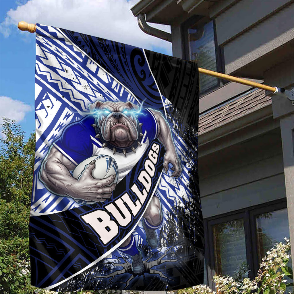 Bulldogs Rugby Garden Flag Tribal Polynesian Power Art - Lightning Mascot