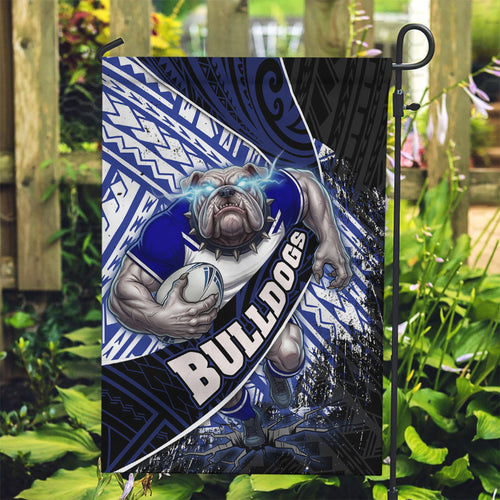 Bulldogs Rugby Garden Flag Tribal Polynesian Power Art - Lightning Mascot