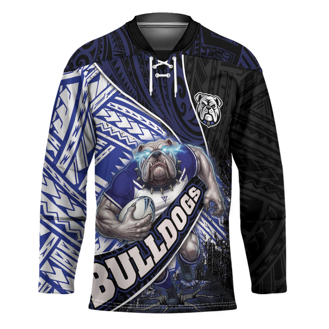 Bulldogs Rugby Hockey Jersey Tribal Polynesian Power Art - Lightning Mascot