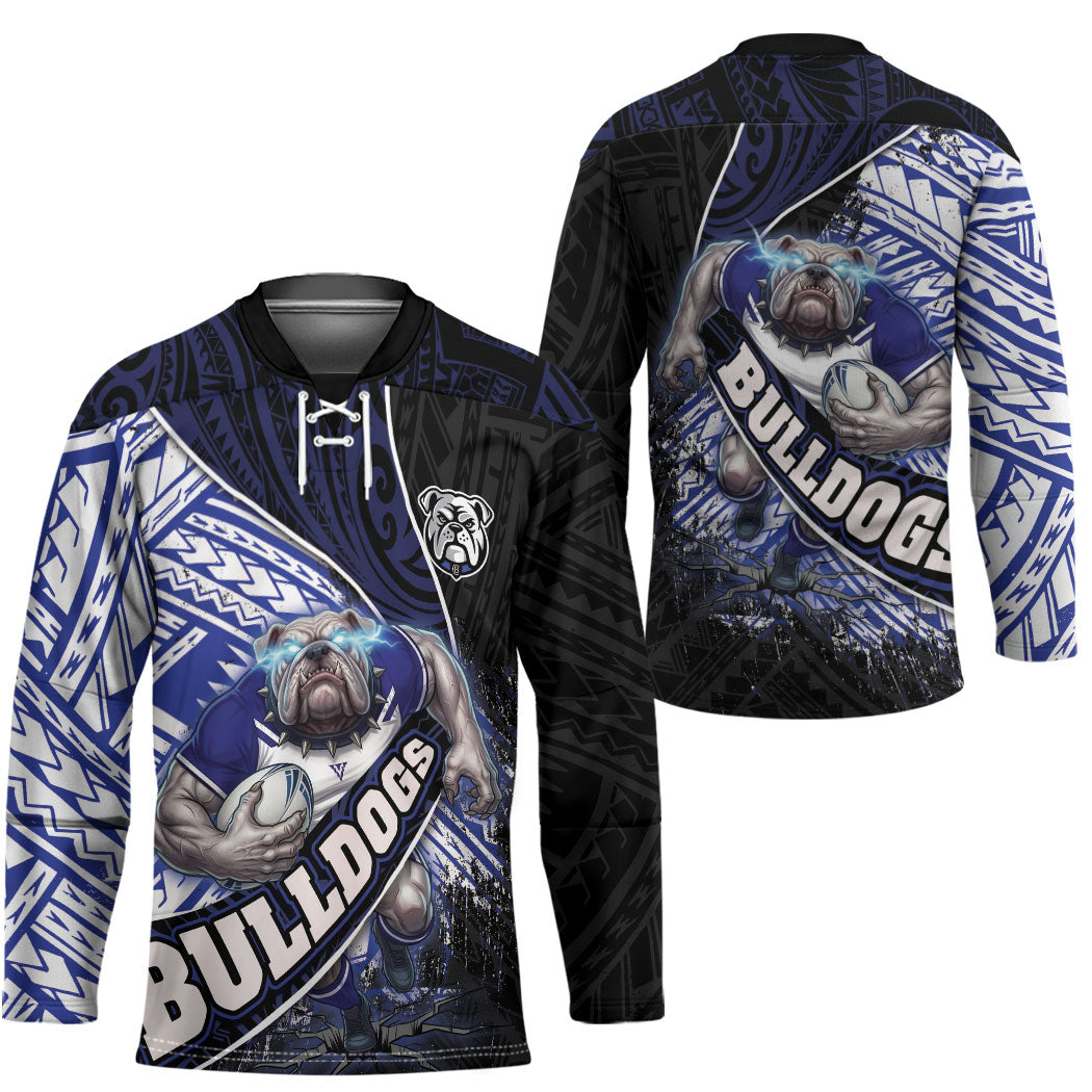 Bulldogs Rugby Hockey Jersey Tribal Polynesian Power Art - Lightning Mascot