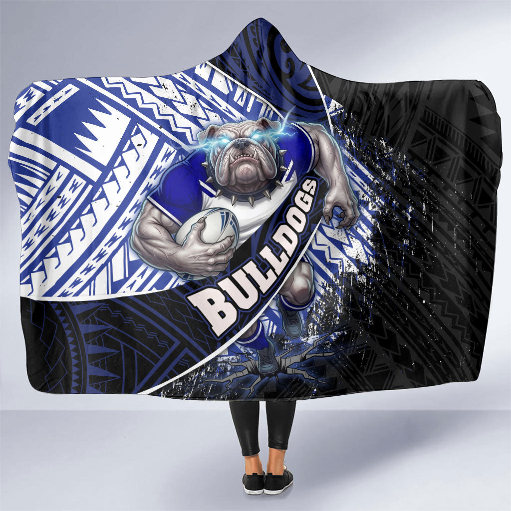 Bulldogs Rugby Hooded Blanket Tribal Polynesian Power Art - Lightning Mascot