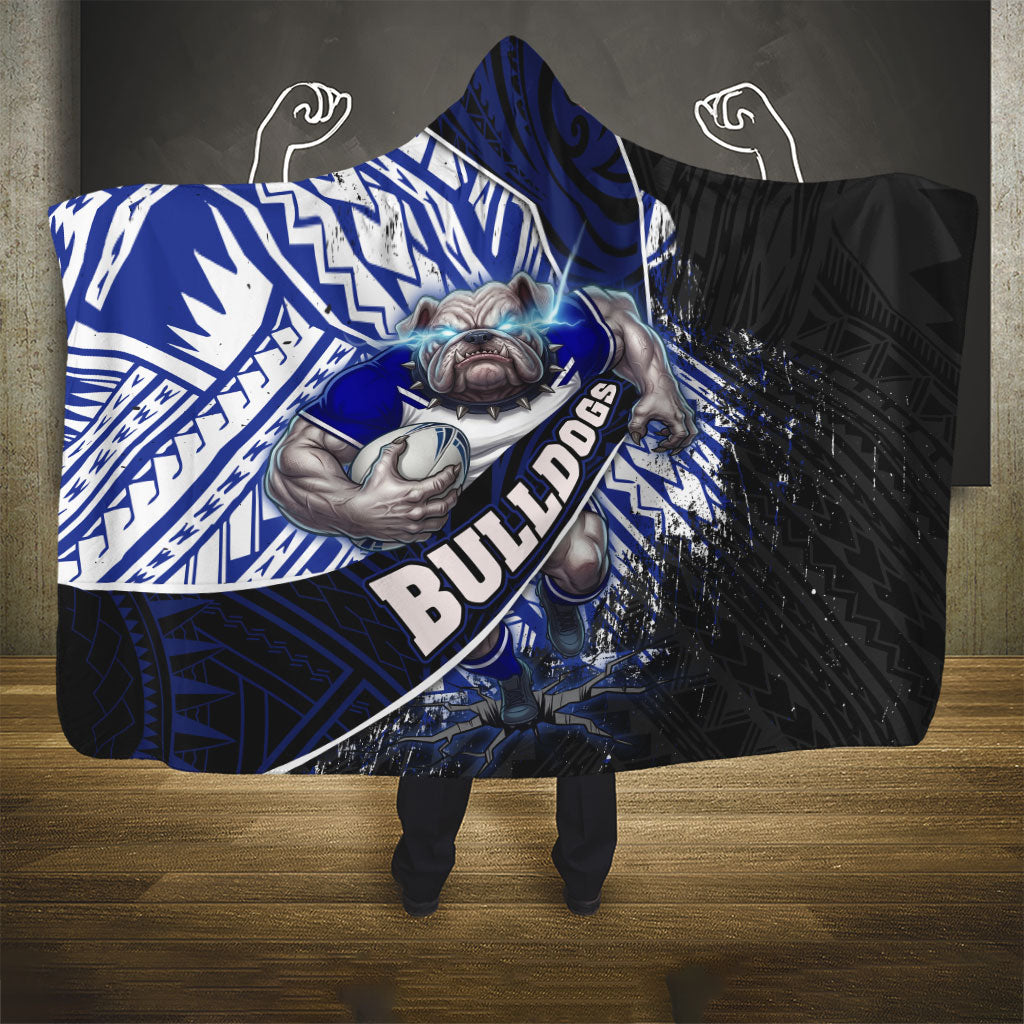 Bulldogs Rugby Hooded Blanket Tribal Polynesian Power Art - Lightning Mascot