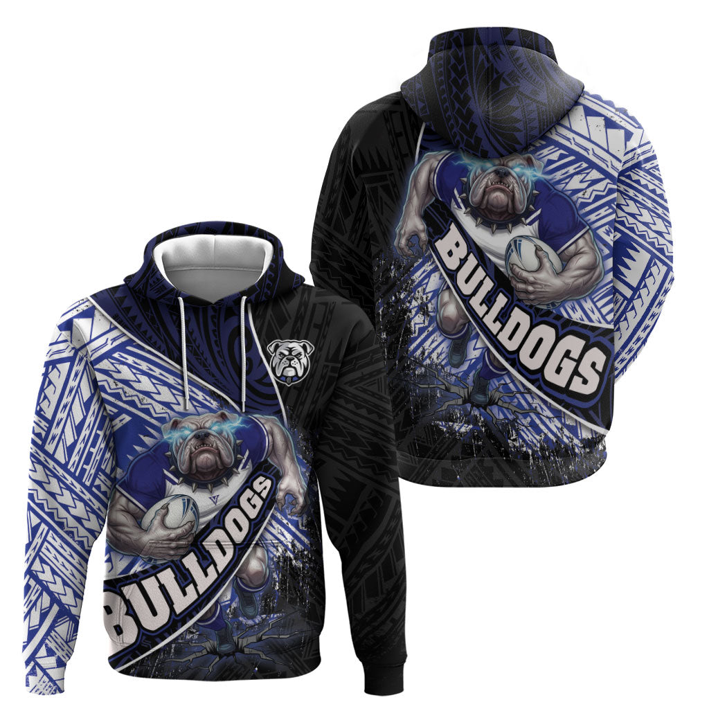 Bulldogs Rugby Hoodie Tribal Polynesian Power Art - Lightning Mascot