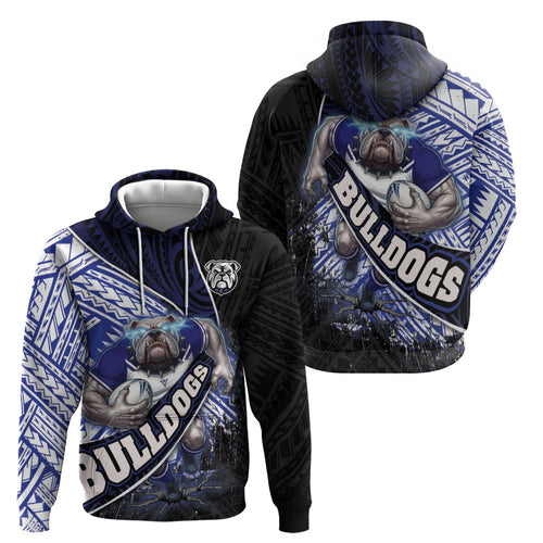 Bulldogs Rugby Hoodie Tribal Polynesian Power Art - Lightning Mascot