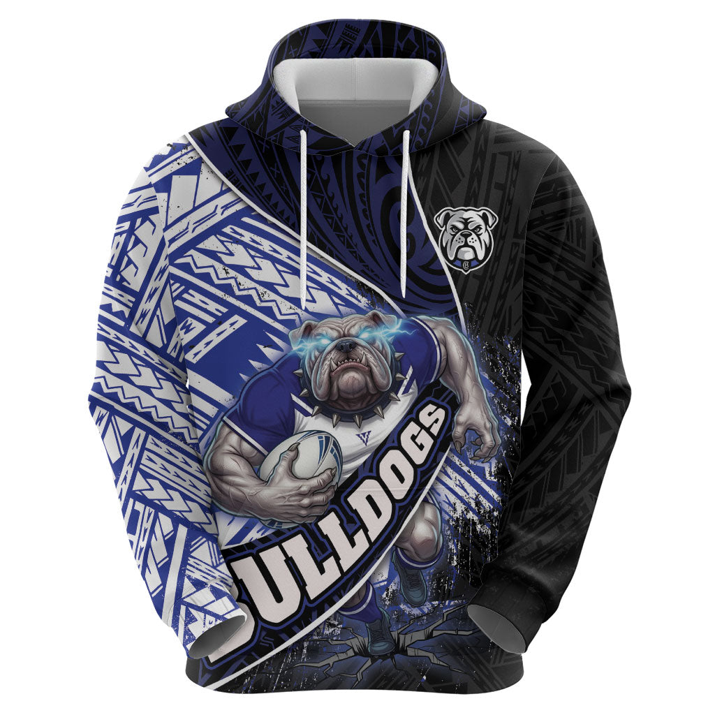 Bulldogs Rugby Hoodie Tribal Polynesian Power Art - Lightning Mascot
