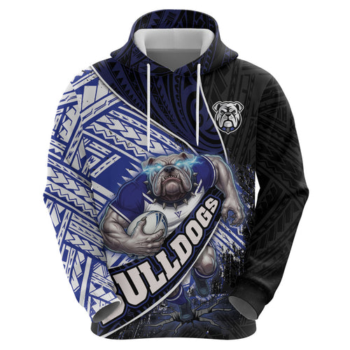 Bulldogs Rugby Hoodie Tribal Polynesian Power Art - Lightning Mascot