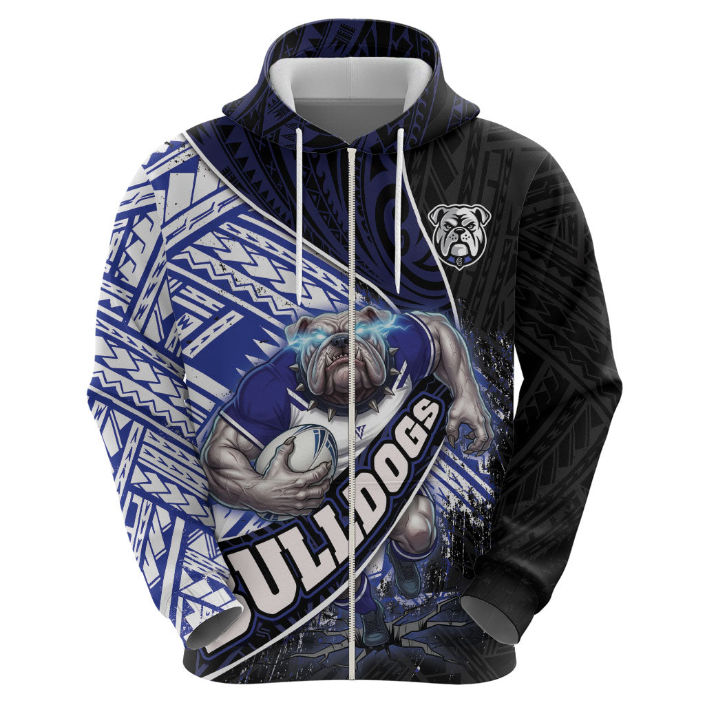 Bulldogs Rugby Hoodie Tribal Polynesian Power Art - Lightning Mascot
