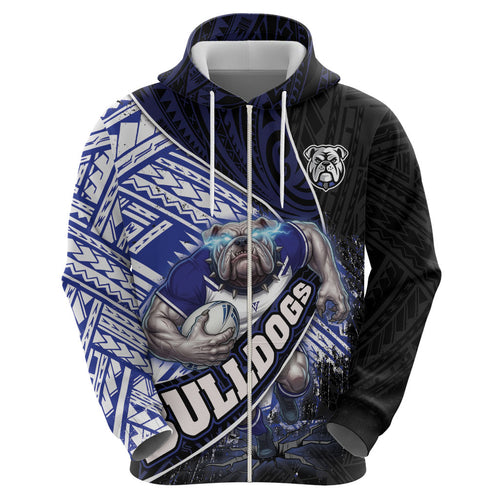 Bulldogs Rugby Hoodie Tribal Polynesian Power Art - Lightning Mascot