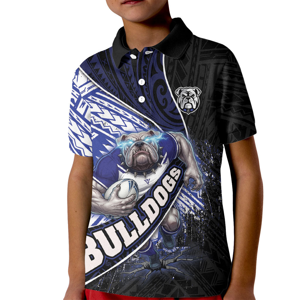 Bulldogs Rugby Kid Polo Shirt Tribal Polynesian Power Art - Lightning Mascot
