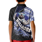 Bulldogs Rugby Kid Polo Shirt Tribal Polynesian Power Art - Lightning Mascot