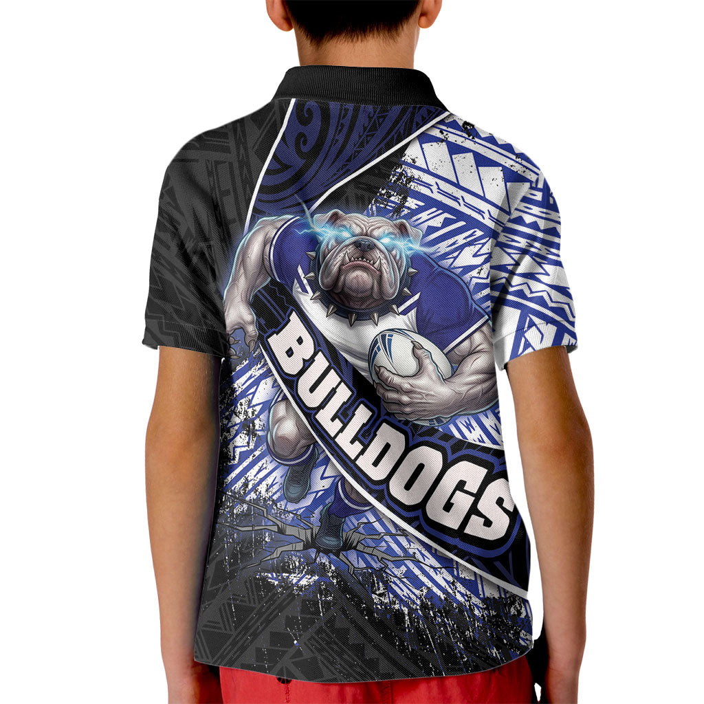 Bulldogs Rugby Kid Polo Shirt Tribal Polynesian Power Art - Lightning Mascot