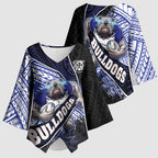 Bulldogs Rugby Kimono Sleeve Blouse Tribal Polynesian Power Art - Lightning Mascot