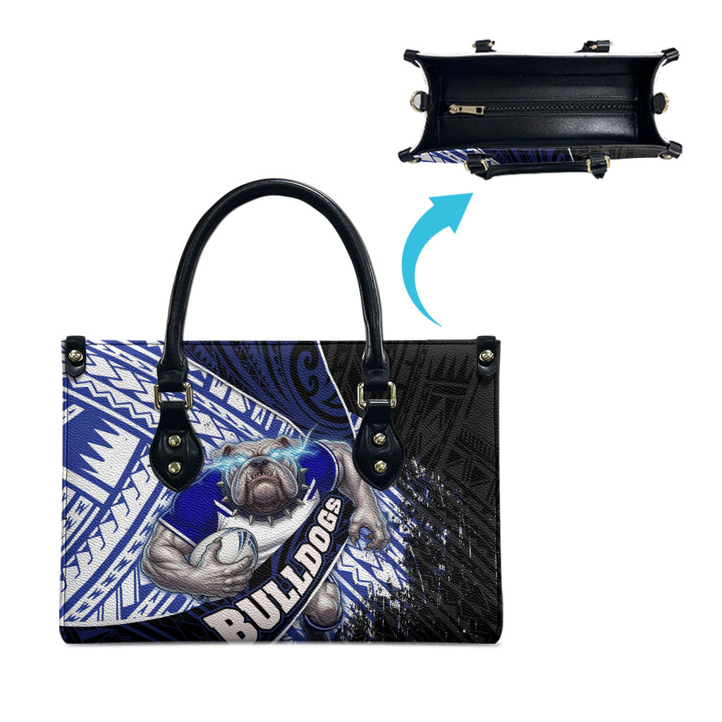 Bulldogs Rugby Leather Bag Tribal Polynesian Power Art - Lightning Mascot