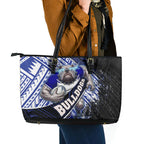 Bulldogs Rugby Leather Tote Bag Tribal Polynesian Power Art - Lightning Mascot