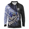 Bulldogs Rugby Long Sleeve Polo Shirt Tribal Polynesian Power Art - Lightning Mascot