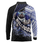 Bulldogs Rugby Long Sleeve Polo Shirt Tribal Polynesian Power Art - Lightning Mascot