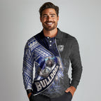 Bulldogs Rugby Long Sleeve Polo Shirt Tribal Polynesian Power Art - Lightning Mascot