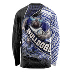 Bulldogs Rugby Long Sleeve Shirt Tribal Polynesian Power Art - Lightning Mascot
